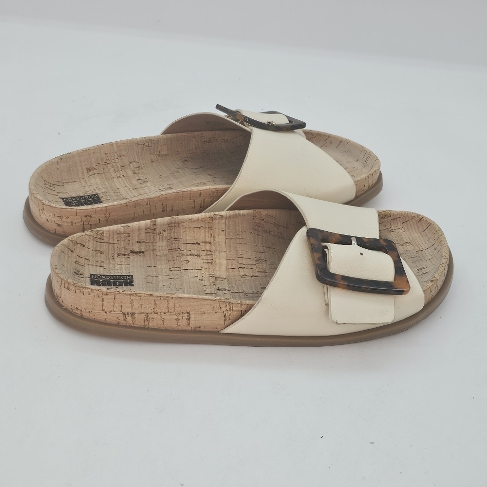 Nordstrom Evelina Buckle Slide Sandal Ivory Vanilla Women’s Size 8 Preowned - Picture 3 of 7